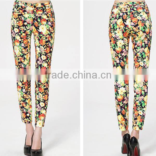 ladies clothing OEM/ODM manufacturer 2015 new style floral printed female trouser casual pant women