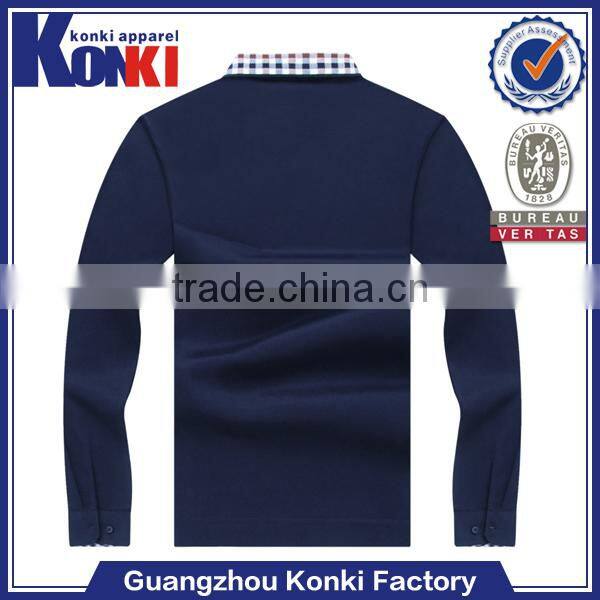 personalized custom cheap men long sleeve plaid polo t shirt