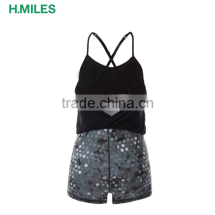 Custom tank tops and short pants women fitness wear short yoga jumpsuit