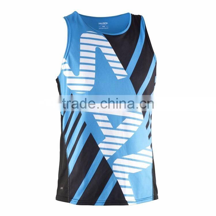 Wholesale Sublimated printing dry fit Custom gym running singlets for mens