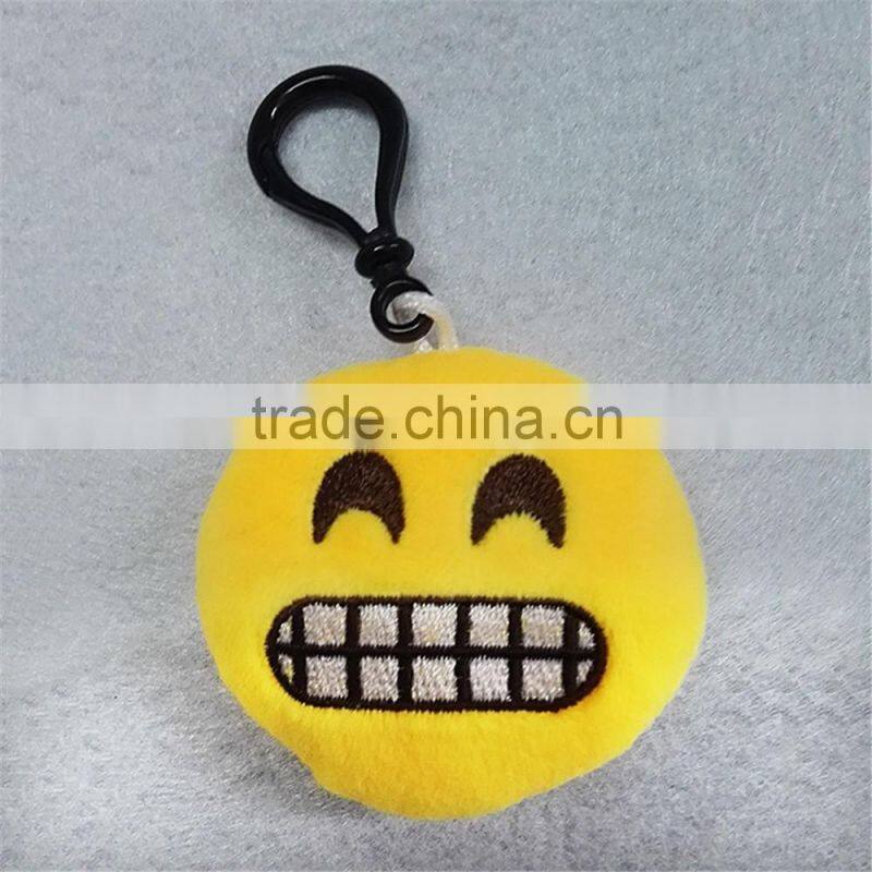 2016 Popular cheap Stuffed Plush Soft Toy Key Chains Yellow emoji keychain