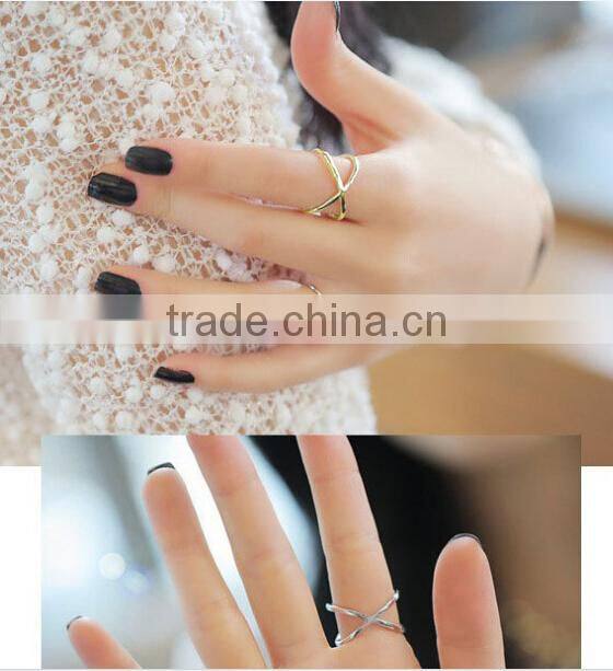 New fashion 925 sterling silver X ring gold rose gold silver ring zircon stones