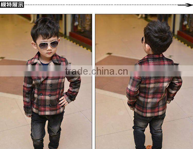 2016 high quality boys lattice coats 100% Cotton Long Sleeve