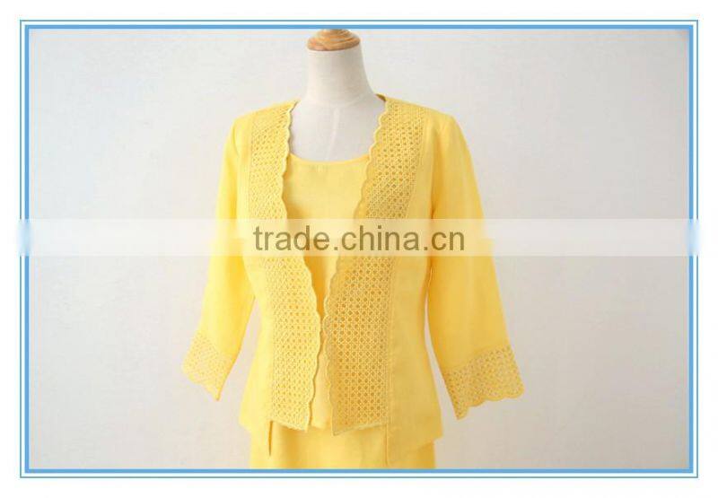 Casual ramie cotton simple 3 pcs ladies' church suits