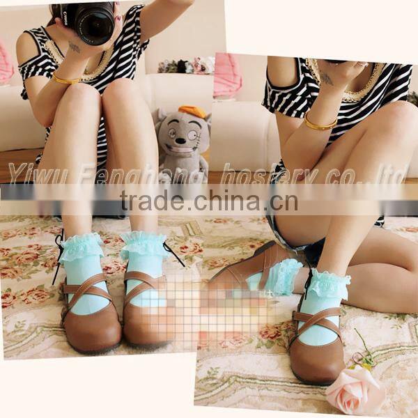 2015 The princess style Ms bowknot lace ankle socks