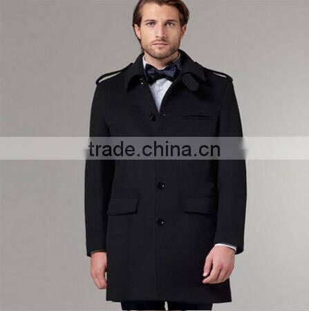2017 Tailored Black Fashion Design Back Vent Slim Fit Mens Cashmere Men Coat