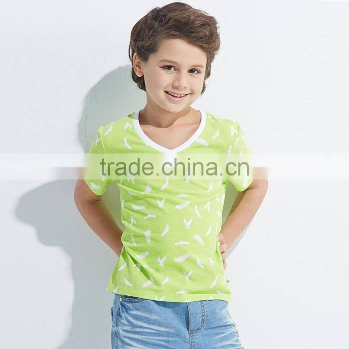 Wholesale new design v neck full printing cotton kids t shirts manufacture