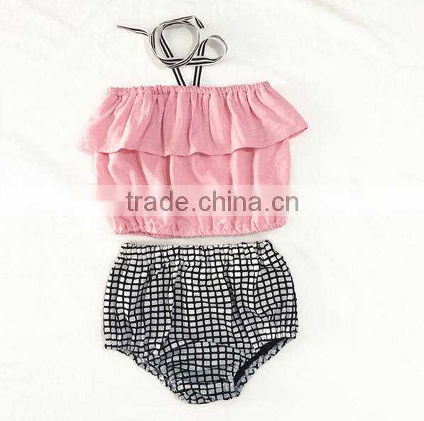 Summer Apparel Polka Dots Singlet And Bloomer Matching Clothes Wholesale