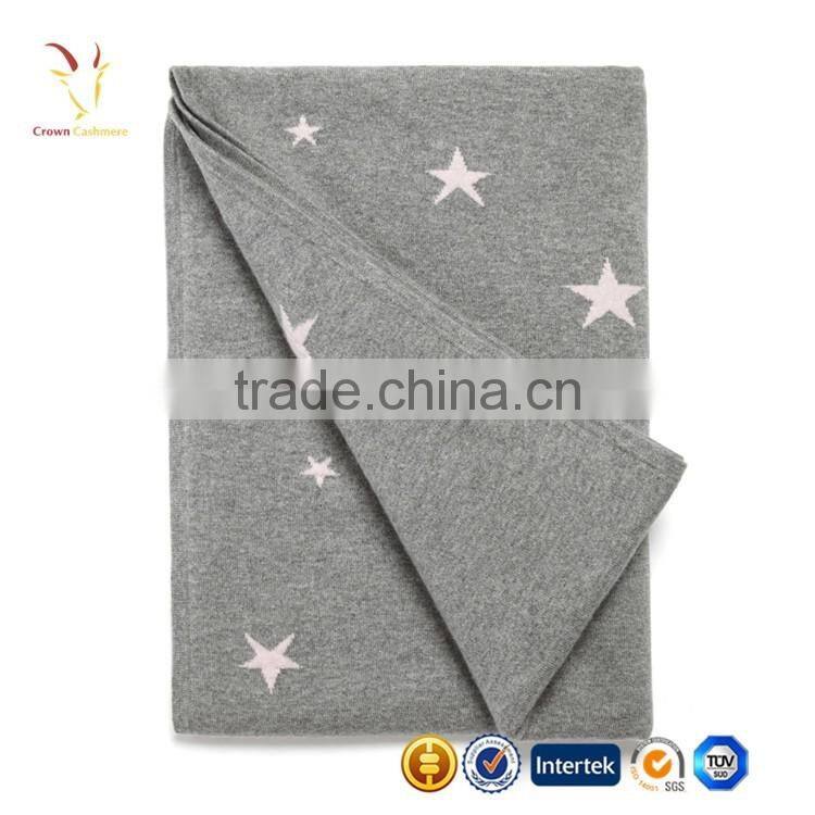 Baby Cashmere Knitted Blanket,Star Design Intarsia Blanket