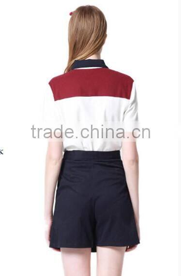 2016 OEM service high quality high school uniform sport polo shirts fabric for girls