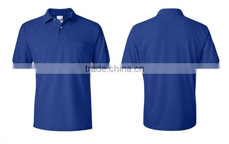 promotional high quality 100% cotton blank short sleeve pure color polo shirts with pockets