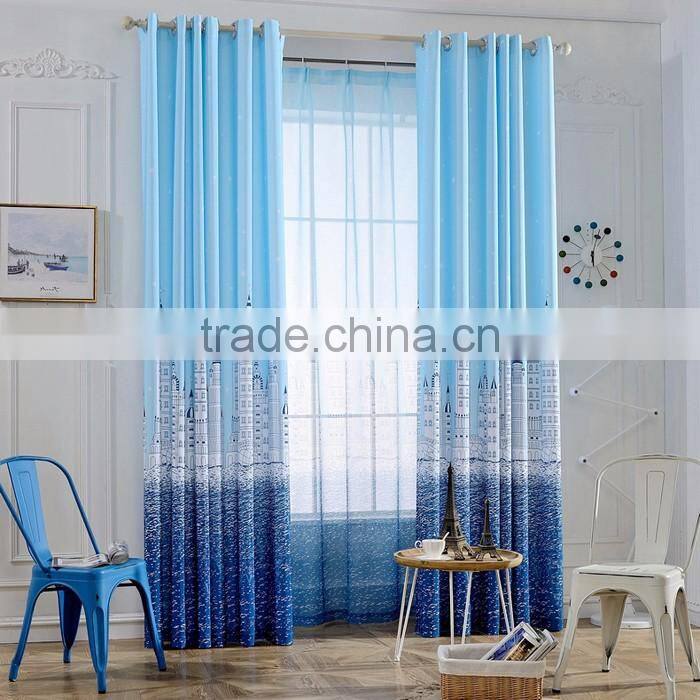 Mediterranean Style Drapes Marine Style Printed Curtains Fabric For Kid