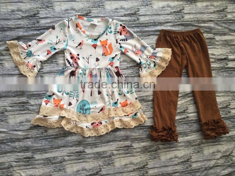 2016 fashion long Wholesale children clothing set New lovely Kids Clothes Sets Autumn child wear for girl