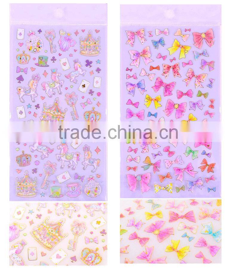 Die-cut different shape sticker PVC / PET sticker cheap gold stamp sticker