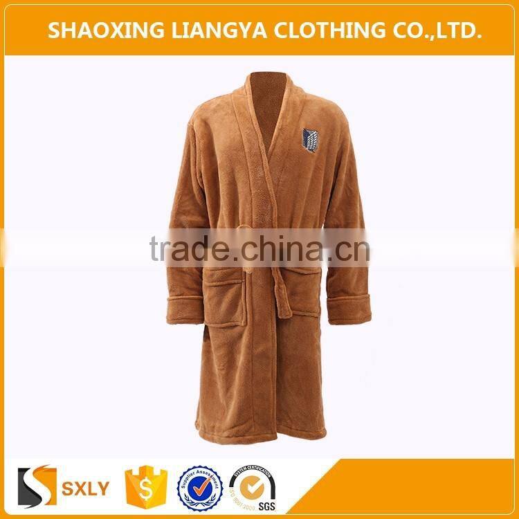 wholesale soft hooded adult sleep robe and fleece pajama