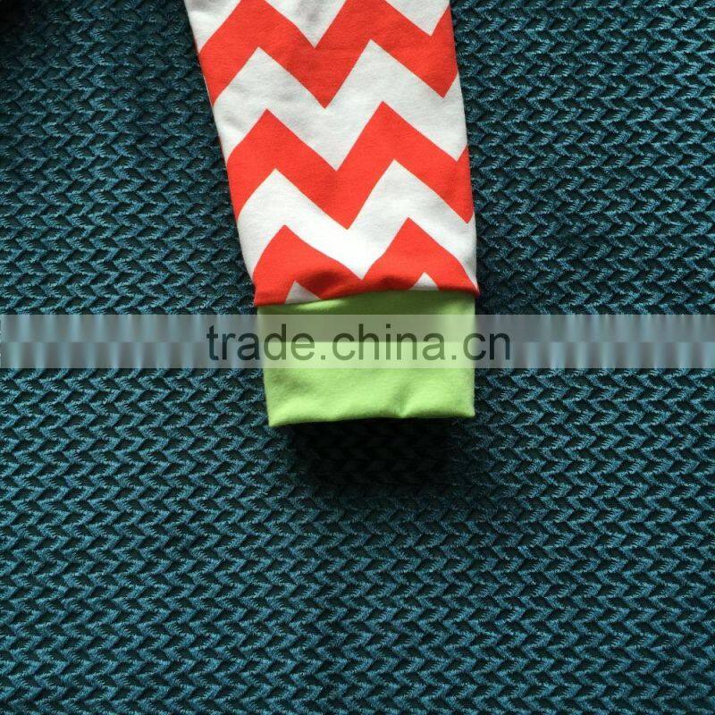 2015 ney style baby christmas pajamas red top and chevron pants YW-184