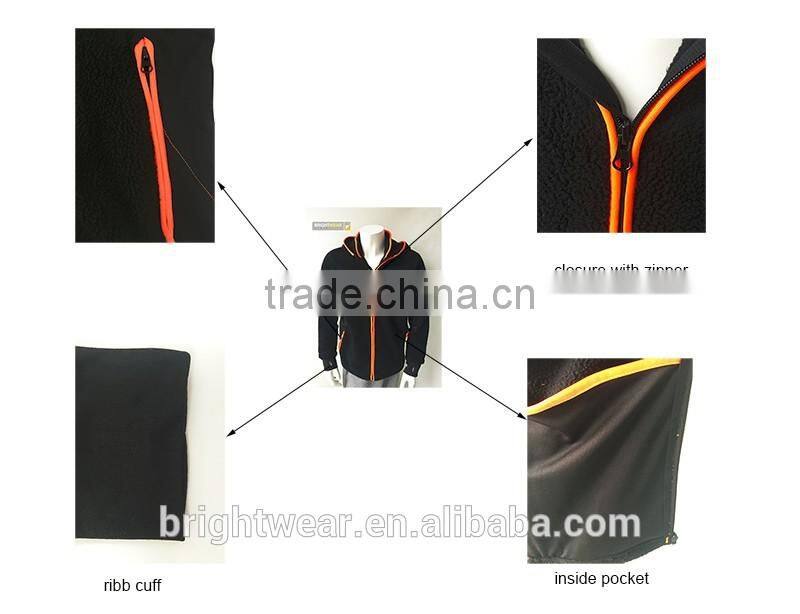 Men's contrast hi vis berber fleece zipper up long sleeve sweatshirt