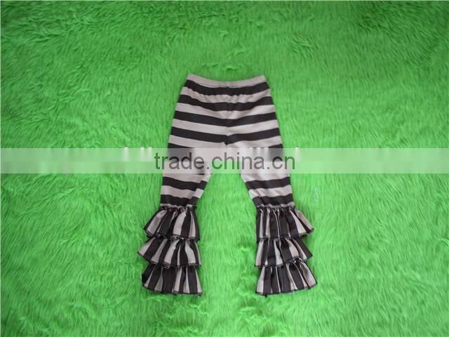 2017 Summer Baby Girls Ruffle Pants Little Kids Ruffle Stripe Cotton Capris