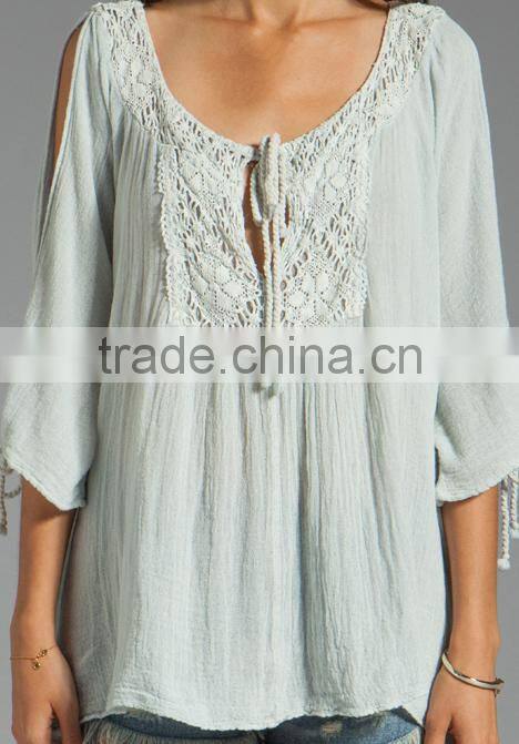 open sleeves crochet lace top