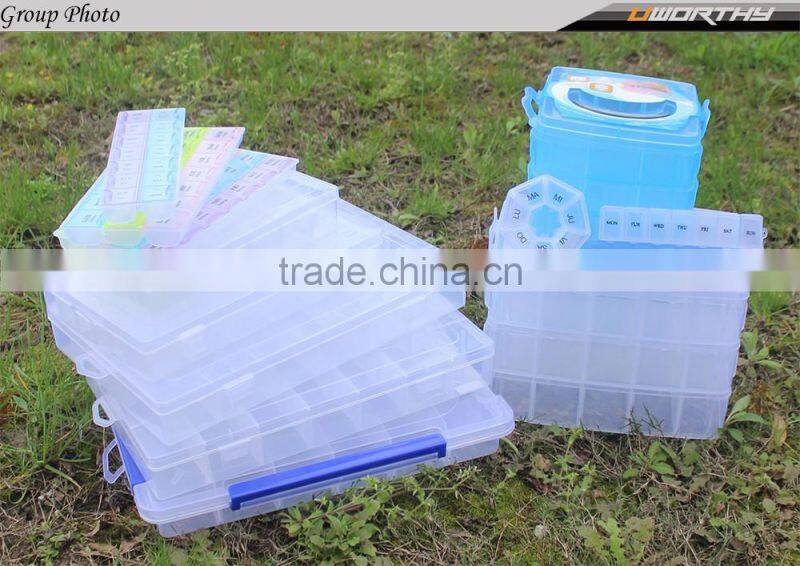 15 Compartments Hard Plastic Transparent Jewelry Storage Box Organizer with Removable Dividers