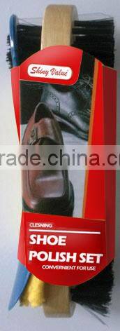 shoe brush set with shoe cloth and shoe horn