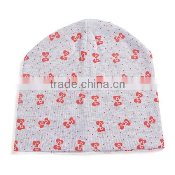 winter korea style 100%cotton cute boys&girls bowknot pattern baby beanie hat