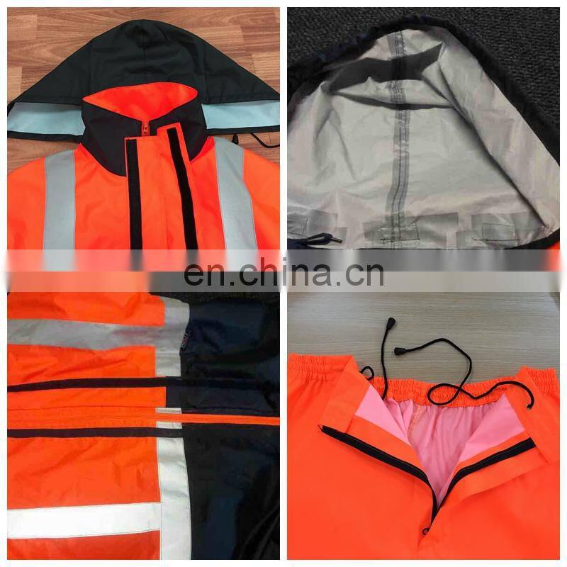 en471 hi-visibility traffic rain coat with pants for workers