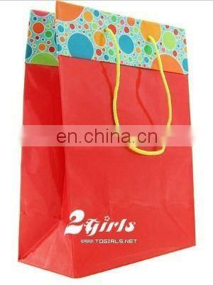 Custom made art paper bag with LOGO printing matt lamination gift bag shopping bag with string for clothes shoes