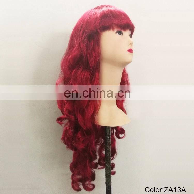 Carnival red curl long party wigs P-W203