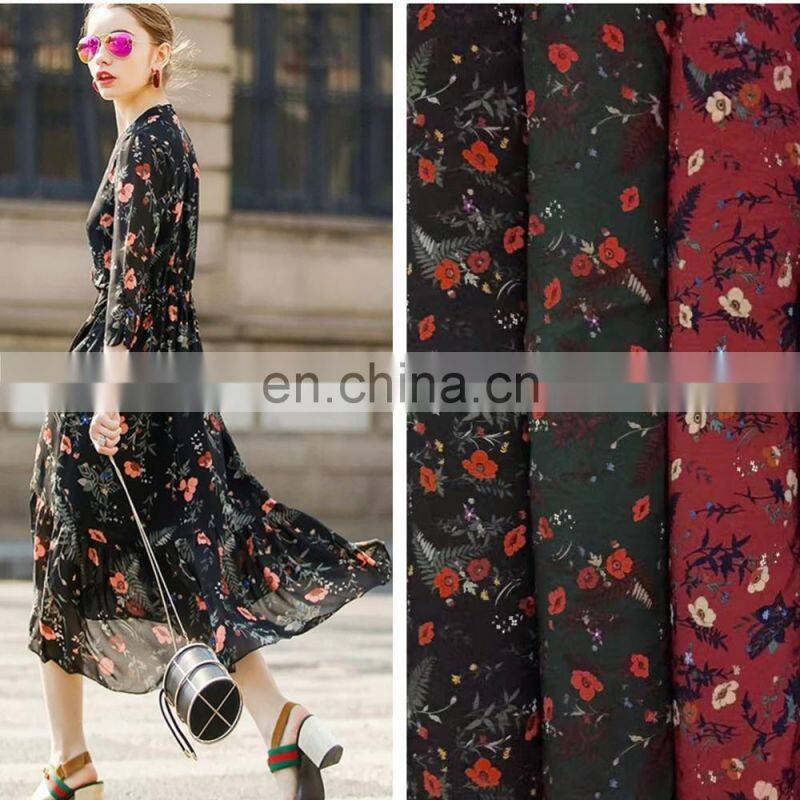 2017 summer new arrival digital printed chiffon fabric polyester stretchfabric