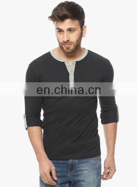 Fashion dry fit oversize v neck collar t shirt 100% cotton long sleeve men t-shirt