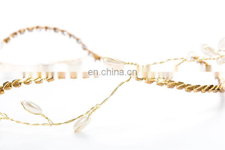 Amelie Simple Design Cheap Rhinestone Chain Pearls Decoration Wedding Bridal Hair Vine Christening Headbands Baby's Breath Vine