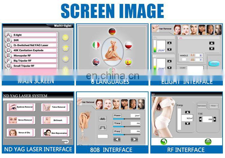 Salon clinic use vertical rf vacuum cavitation slimming machine elight shr nd yag laser multifunction machine