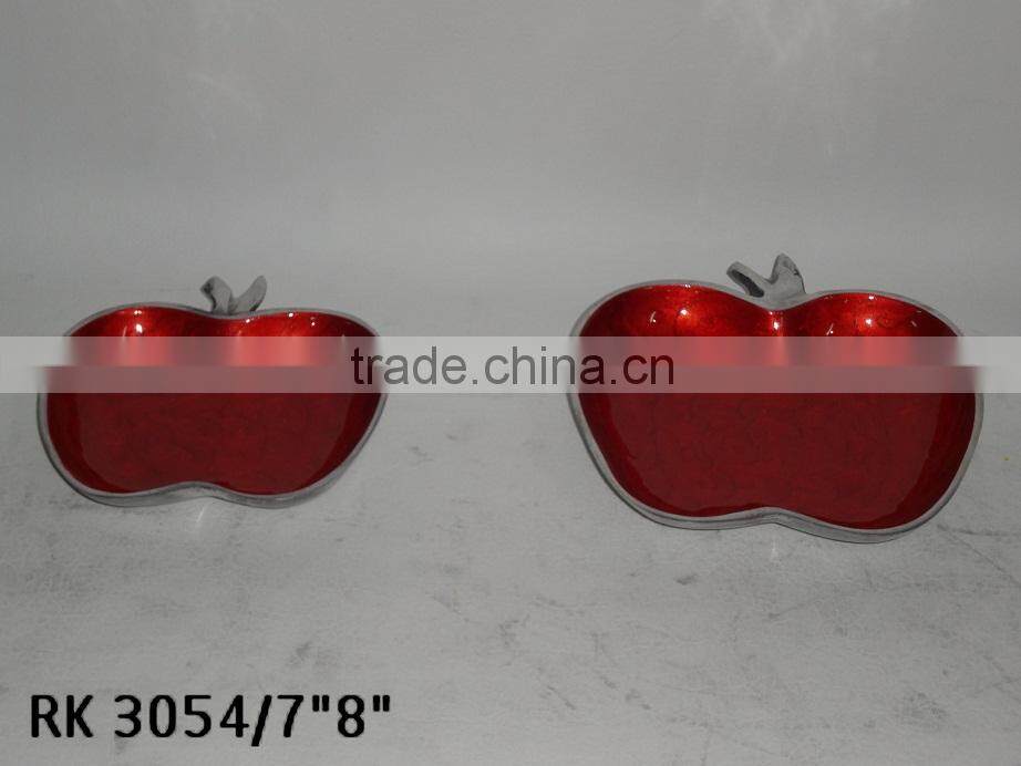 Aluminum Decorative Dry Fruit Bowl, Enamel Nut Serving Aluminum Bowl