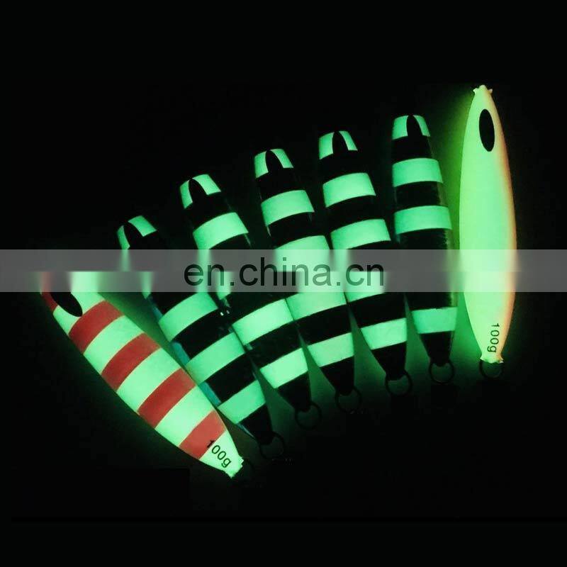 JOHNCOO 60G 80G 100G Jigging Lure Lead Jig Mental Luminous Lure Fishing
