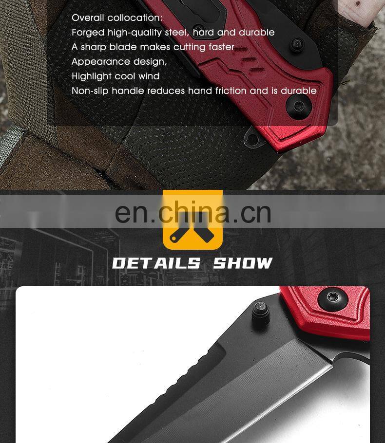 New Outdoor Survival Folding Knife Camping Self-defense Knife With Belt Clamp Grindstone Window Breaker Multi-functional Tool
