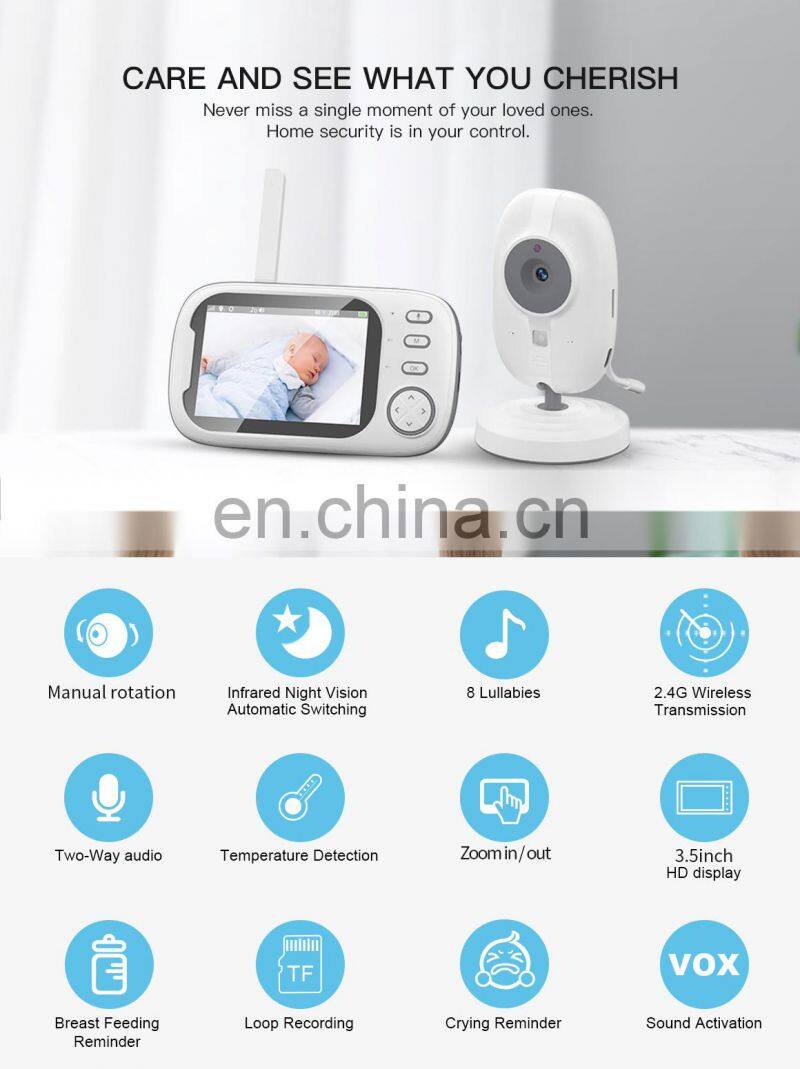 New VB603 Pro 720p Baby Monitor With Camera Wireless 3.5inch 2.4G Two Way Talk Baby Phone Cry Sound Temp Detection Baby Monitor