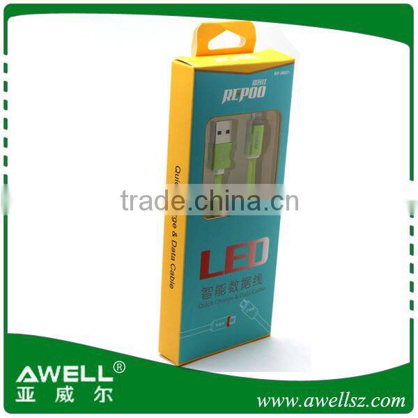 mobile phone cable micro usb cable with led light