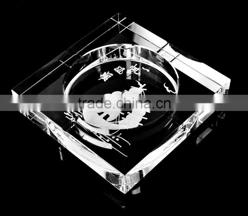 wholesale big Octagonal crystal ashtray cheap K9 glass ash bin