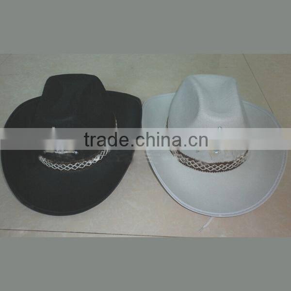 Factory custom 100% orange wool felt black western cheap felt cowboy hard hat with decoration