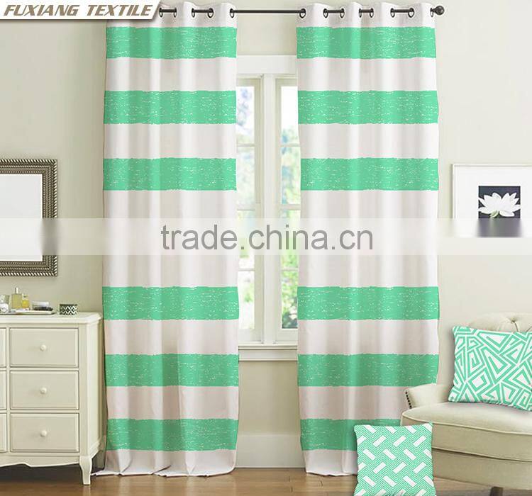 100% Polyester printed faux linen 8 grommets window curtain
