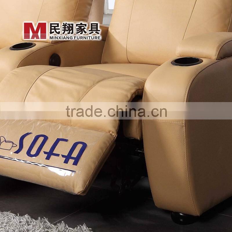 home theater furniture, blue color leather home theater recliner sofa