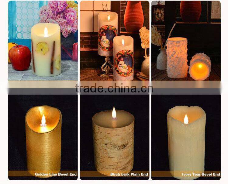 ABEI Lycas patented Ivory pillar flameless 3D moving flame led candle niganha