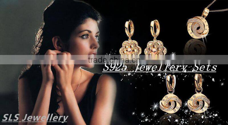 Italian silver jewelry handmade in guangzhou customized gold plated fashion ladies earring set