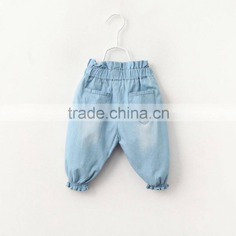 Wholesale Cartoon Cat Baby Girl Clothes 2016 New Summer Girl Light Color Jeans Lovely Little Girl Jeans