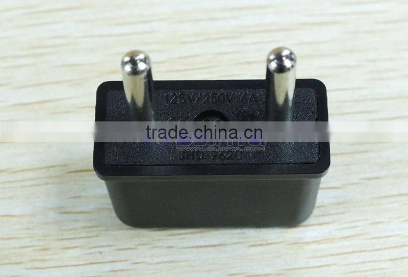 Black Copper US to EU AC Power Plug Travel Converter Adapter