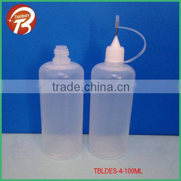 100ml LDPE e liquid empty bottles with stainless needle cap TBLDES-4