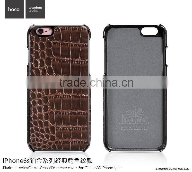 Classic Crocodile Leather Rubber Case for iPhone 6Plus HOCO Real Leather Cover Platinum Series Shell for iPhone 6s Plus MT-5810