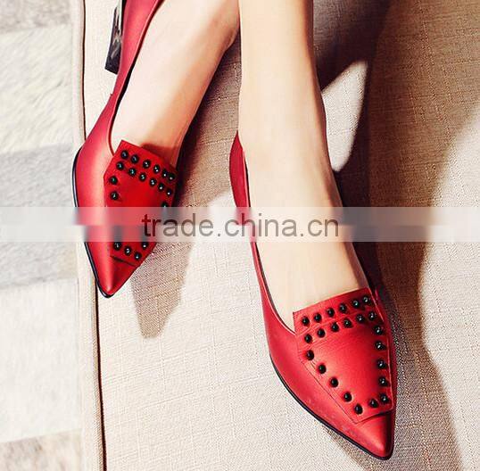 sexy red studded italian beautiful ladies flat shoes