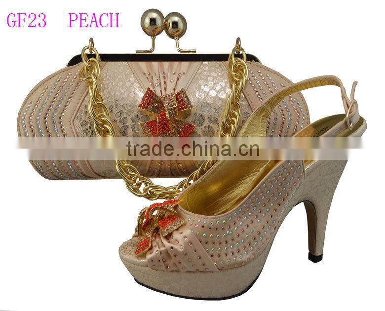 Wholesale lady italian shoes matching bag set women shoes and bags OF GF23 black